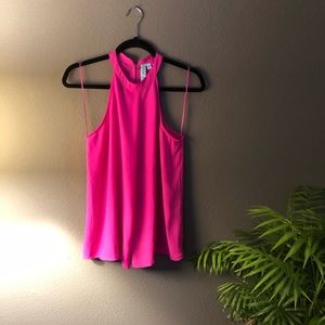 Bright pink sleeveless top